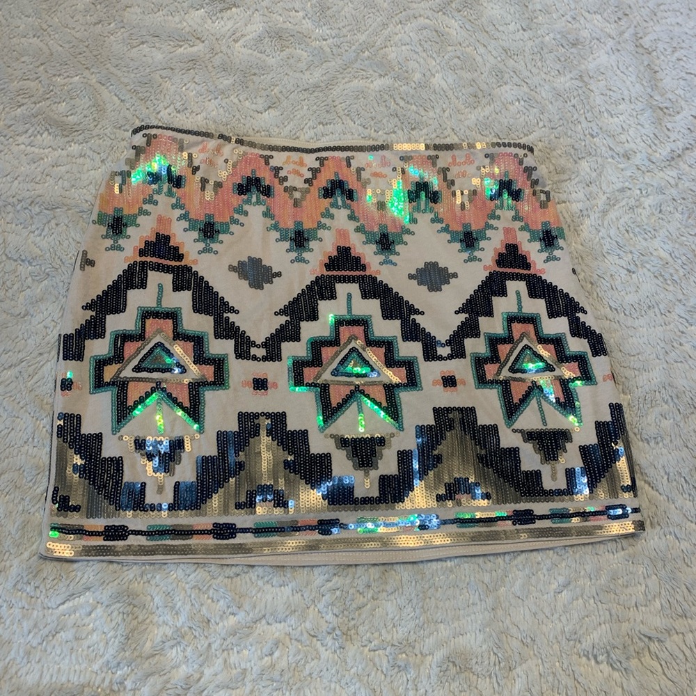 Express Mini Skirt Sequins Detailing‎ Spandex